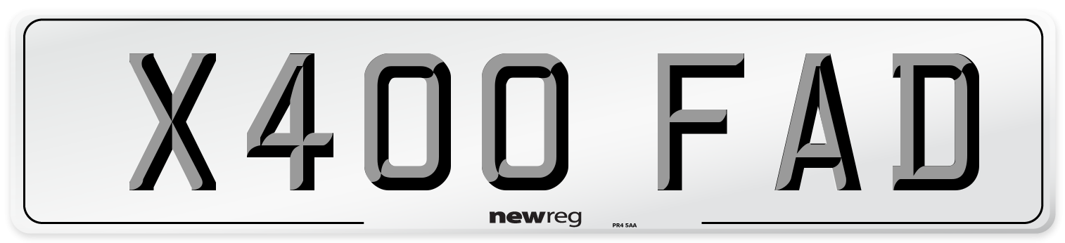 X400 FAD Number Plate from New Reg
